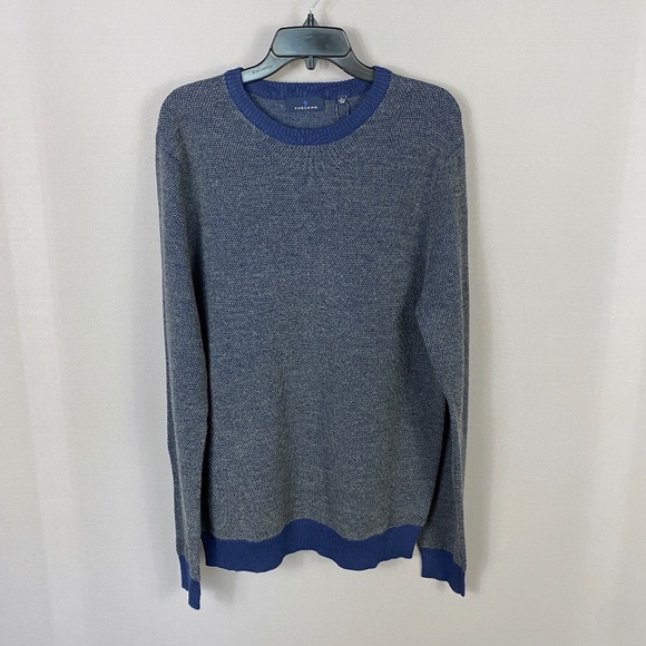 Toscano Mens Merino Wool Blend Crewneck Sweater in Galaxy Blue Size Large - Picture 3 of 9